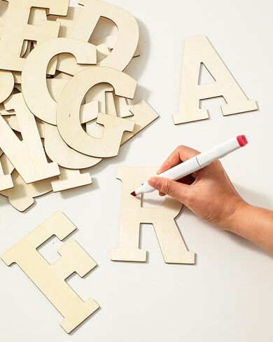 154 Pieces Wooden Letters 5Inch Crafts Unfinished Wooden Letters Small Wood Letters DIY Painting Art Home Decor Spelling Learning in Kuwait