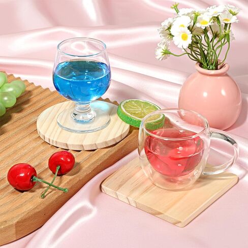 54 Pcs Unfinished Wood Coasters 4 Inch Round & Square Blank Wooden Coasters for Crafts Blank Coaster with Non Slip Pad for DIY Stained Painting Wood Engraving Home Decoration Gift in Saudi Arabia