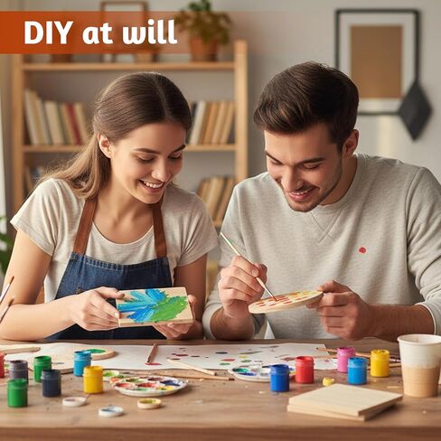 54 Pcs Unfinished Wood Coasters 4 Inch Round & Square Blank Wooden Coasters for Crafts Blank Coaster with Non Slip Pad for DIY Stained Painting Wood Engraving Home Decoration Gift in Saudi Arabia