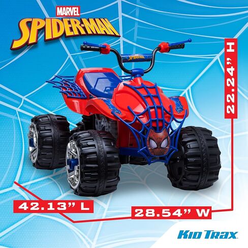 Kid Trax Marvel Spiderman Toddler ATV Ride On Toy, 12 Volt Battery, 3-7 Years, Max Rider Weight 88 lbs, Spider-Man Blue in Saudi Arabia