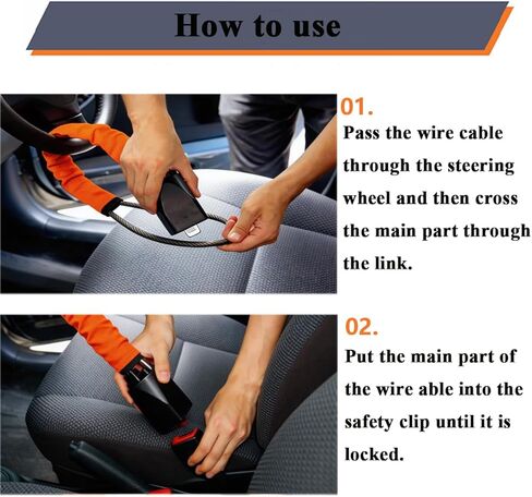 Steering Wheel Lock with 3 Keys and 1 Keychain, Car Anti-Theft Device, Seat Belt Lock, Fit Most Vehicle, SUV, Truck, Van in Saudi Arabia