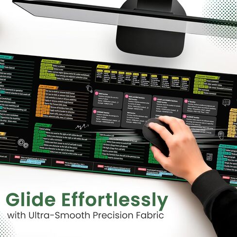 KLIM Excel Cheat Sheet Desk Pad XL 31.5" x 11.8" – Large Mouse Pad with Shortcuts & Formulas, Quick Reference Cheat Sheet for Microsoft Excel, Waterproof Non-Slip Desk Mat in Kuwait