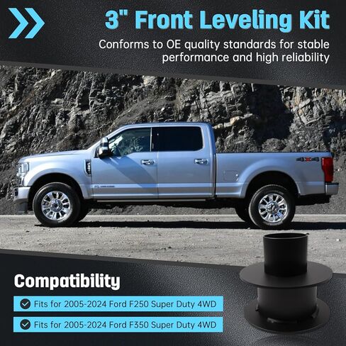 3" Front Leveling Kit for 2005-2024 Ford F250 F350 Super Duty 4WD | 3 Inch High-Strength Steel Coil Spring Lift Spacers with Shock Mount Extenders & Noise-Reducing Isolators in Saudi Arabia