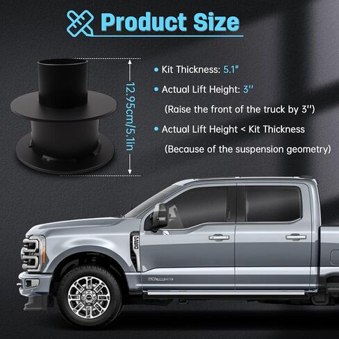 3" Front Leveling Kit for 2005-2024 Ford F250 F350 Super Duty 4WD | 3 Inch High-Strength Steel Coil Spring Lift Spacers with Shock Mount Extenders & Noise-Reducing Isolators in Saudi Arabia