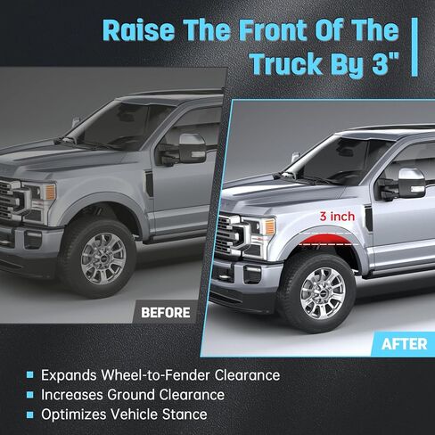 3" Front Leveling Kit for 2005-2024 Ford F250 F350 Super Duty 4WD | 3 Inch High-Strength Steel Coil Spring Lift Spacers with Shock Mount Extenders & Noise-Reducing Isolators in Saudi Arabia