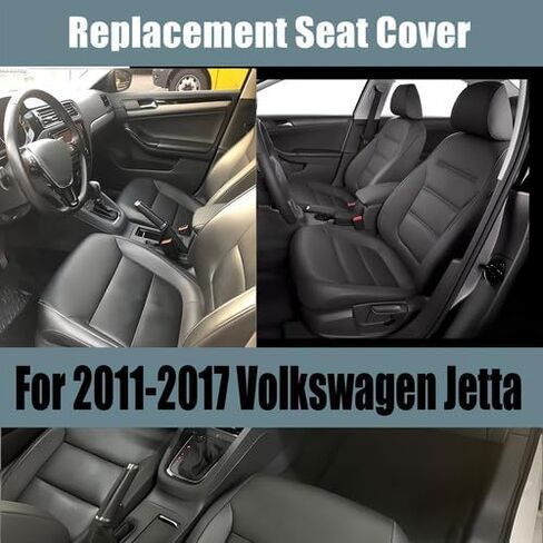 غطاء مقعد جلدي بديل من الألياف الدقيقة للسائق الأمامي من GXARTS أسود متوافق مع Volkswagen Jetta 2011 2012 2013 2014 2015 2016 2017 in Kuwait