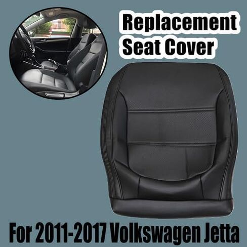 غطاء مقعد جلدي بديل من الألياف الدقيقة للسائق الأمامي من GXARTS أسود متوافق مع Volkswagen Jetta 2011 2012 2013 2014 2015 2016 2017 in Kuwait