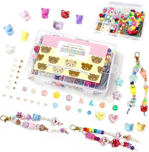EcoUtens Beaded Keychain Making Kit – 340PCS DIY Keychain Making Kit with Alphabet Beads & Charm Set, Bag Charms, Phone Straps & Accessories, Gift-Ready Craft Supplies, Personalized Keychain Kit in Saudi Arabia
