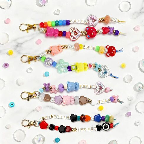 EcoUtens Beaded Keychain Making Kit – 340PCS DIY Keychain Making Kit with Alphabet Beads & Charm Set, Bag Charms, Phone Straps & Accessories, Gift-Ready Craft Supplies, Personalized Keychain Kit in Saudi Arabia