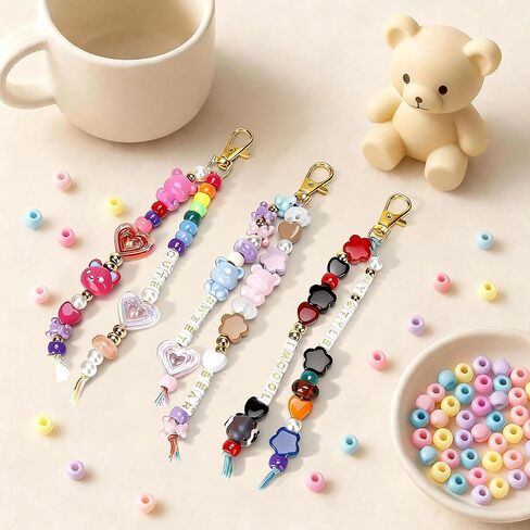 EcoUtens Beaded Keychain Making Kit – 340PCS DIY Keychain Making Kit with Alphabet Beads & Charm Set, Bag Charms, Phone Straps & Accessories, Gift-Ready Craft Supplies, Personalized Keychain Kit in Saudi Arabia