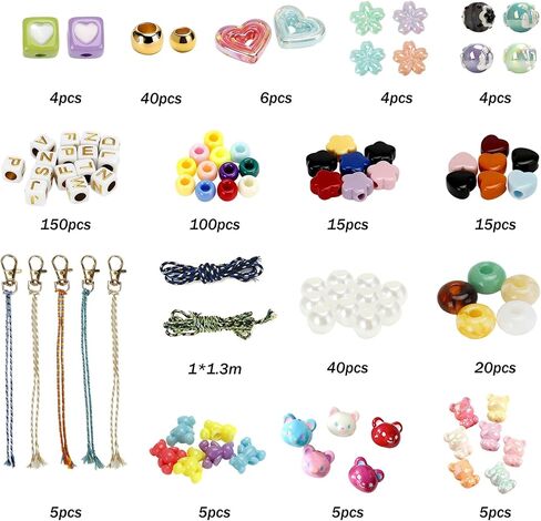EcoUtens Beaded Keychain Making Kit – 340PCS DIY Keychain Making Kit with Alphabet Beads & Charm Set, Bag Charms, Phone Straps & Accessories, Gift-Ready Craft Supplies, Personalized Keychain Kit in Saudi Arabia