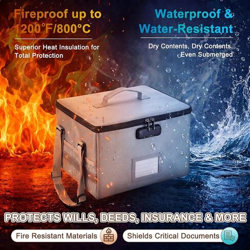 End of Life Organizer Kit, Next of Kin Box and Estate Planning Organizer with Fire & Water Resistant Foldable Document Box, Completion Checklist, 6 Folders, File Pouch, Key Tags and Pen in Kuwait