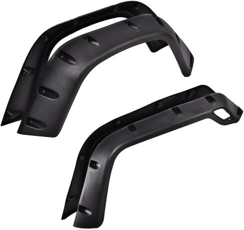 ALLGOOD Fender Flares Fit Jeep Wrangler TJ 1997-2006/Fit Jeep Wrangler LJ Unlimited 2004-2006/غير مناسب لنماذج المرافق الرياضية الرياضية 6 بوصات جيب أملس واسع غطاء حماية العجلة ذو نمط ممتد 4 قطع in Kuwait