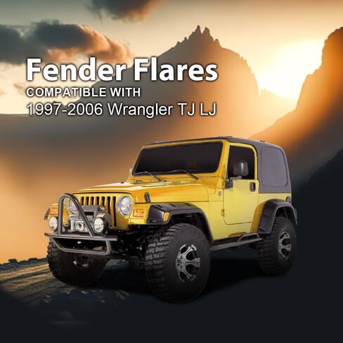 ALLGOOD Fender Flares Fit Jeep Wrangler TJ 1997-2006/Fit Jeep Wrangler LJ Unlimited 2004-2006/غير مناسب لنماذج المرافق الرياضية الرياضية 6 بوصات جيب أملس واسع غطاء حماية العجلة ذو نمط ممتد 4 قطع in Kuwait