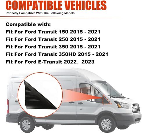 الجانب الأيمن من الحاجز الخارجي تقليم القالب العلوي والمشابك قالب زاوية مرآة عمود متوافق مع Ford Transit-150 Transit-250 Transit-350 Transit-350HD 2015-2021 استبدال CK4Z16004CA in Kuwait