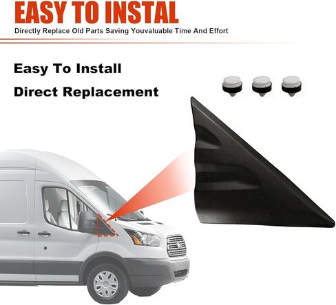 الجانب الأيمن من الحاجز الخارجي تقليم القالب العلوي والمشابك قالب زاوية مرآة عمود متوافق مع Ford Transit-150 Transit-250 Transit-350 Transit-350HD 2015-2021 استبدال CK4Z16004CA in Kuwait