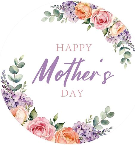 60Pcs Happy Mothers Day Stickers, 2" Mother's Day Labels, Self-Adhesive Mom Envelope Seals with Purple Floral for Mom's Birthday Present Wrap Goodie Bag Card Party Decors in Saudi Arabia