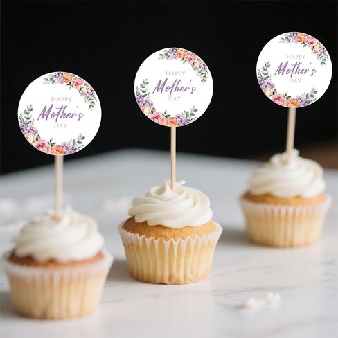60Pcs Happy Mothers Day Stickers, 2" Mother's Day Labels, Self-Adhesive Mom Envelope Seals with Purple Floral for Mom's Birthday Present Wrap Goodie Bag Card Party Decors in Saudi Arabia