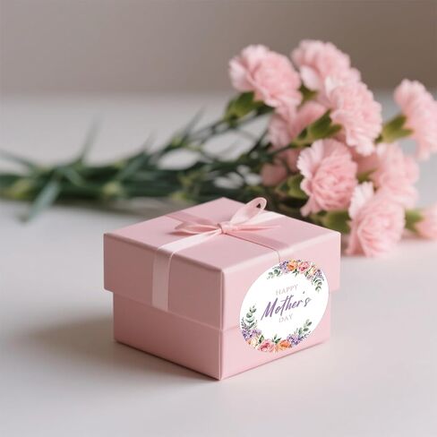 60Pcs Happy Mothers Day Stickers, 2" Mother's Day Labels, Self-Adhesive Mom Envelope Seals with Purple Floral for Mom's Birthday Present Wrap Goodie Bag Card Party Decors in Saudi Arabia