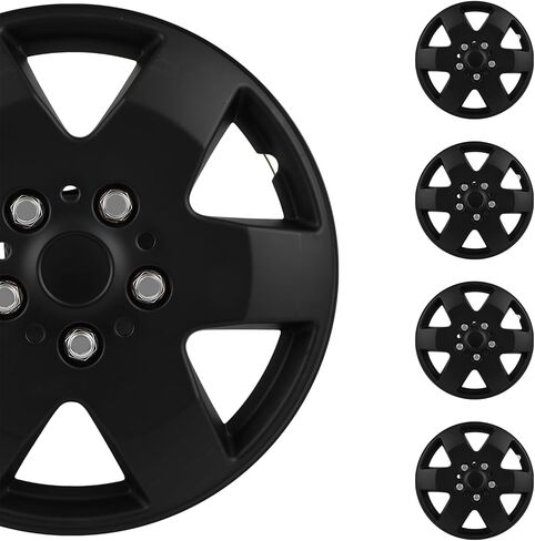 SCITOO مجموعة استبدال Hubcaps سوداء مقاس 15 بوصة مكونة من 4 قطع للسيارات والشاحنات وسيارات الدفع الرباعي وغطاء حافة العجلة مناسب لجميع الموديلات in Kuwait