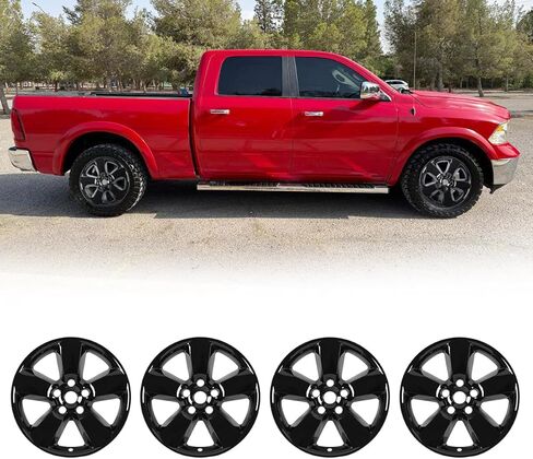 CPW 20 بوصة من سبائك العجلات جلود 4 قطع - أسود غير لامع لـ 2013-2018 دودج رام 1500 و2019-2023 دودج رام 1500 كلاسيك، تركيب سهل التركيب، أغطية محور من سبيكة مع غطاء مركزي قابل لإعادة التركيب in Kuwait