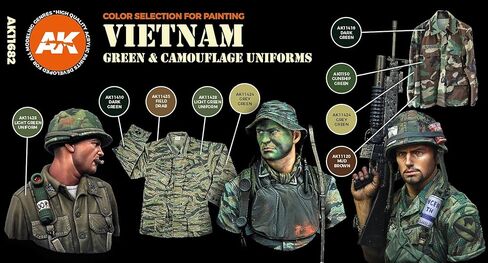 AK Interactive 3G Vietnam Green And Camouflage Colors - Plastic Modelling Paints & Accessories, Item # AK-11682 in Kuwait