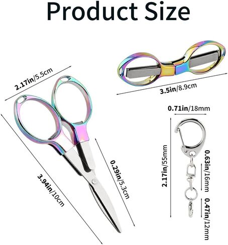 4Pcs Folding Scissors with 4 Keychains, Stainless Steel Portable Mini Travel Scissors, Foldable Pocket Scissors for Travel, Home, Office, Craft, Sewing(COLOR:As shown) in Saudi Arabia