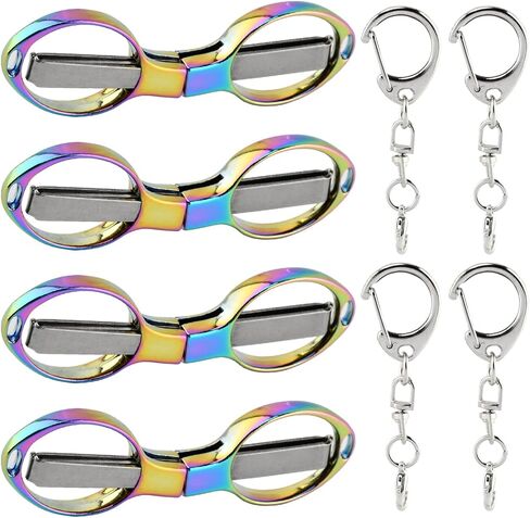 4Pcs Folding Scissors with 4 Keychains, Stainless Steel Portable Mini Travel Scissors, Foldable Pocket Scissors for Travel, Home, Office, Craft, Sewing(COLOR:As shown) in Saudi Arabia