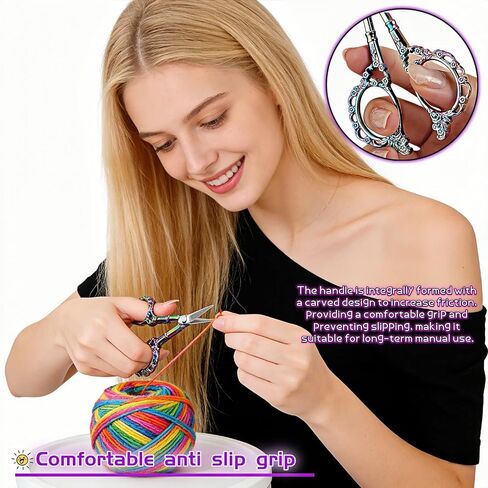 Embroidery Scissors, Small Vintage Sharp Detail Scissors for Sewing, Crafts, Cross Stitch, DIY, Thread Cutting, 4.53 Inch, Plum Blossom Design, Rainbow Titanium Finish in Saudi Arabia