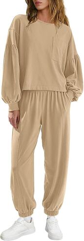 Yanekop Womens 2 Piece Outfits Athleisure Sets Jogger Sets Two Piece Matching Lounge Set Airport Travel Outfit Tracksuit in Saudi Arabia