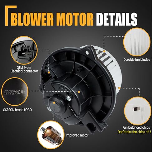GSPSCN 700002 AC Blower Motor with Fan Compatible with Honda 2003-2008 Pilot，1999-2004 Odyssey,1998-2002 Accord丨Accord 2001-2006 MDX - HVAC Heater Blower Motor OE# 79310S84A01,15-80955,HO3126105 in Kuwait
