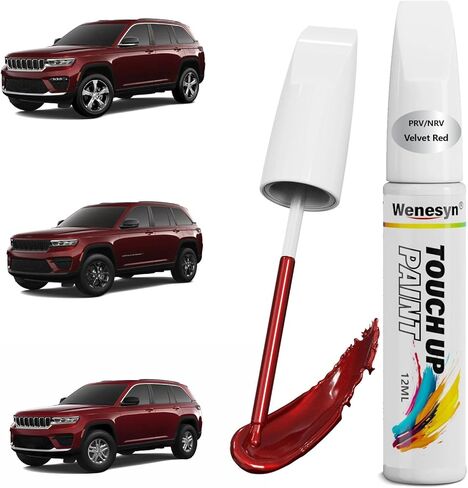 طلاء أحمر PRC/MRC Firecracker Red Touch Up متوافق مع سيارة جيب، ومزيل خدوش طلاء السيارة لإصلاح النكات والرقائق، وطلاءات السيارات تطابق تمامًا شيروكي/رانجلر/مصارع in Kuwait