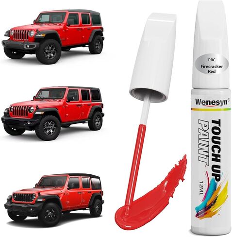 طلاء أحمر PRC/MRC Firecracker Red Touch Up متوافق مع سيارة جيب، ومزيل خدوش طلاء السيارة لإصلاح النكات والرقائق، وطلاءات السيارات تطابق تمامًا شيروكي/رانجلر/مصارع in Kuwait