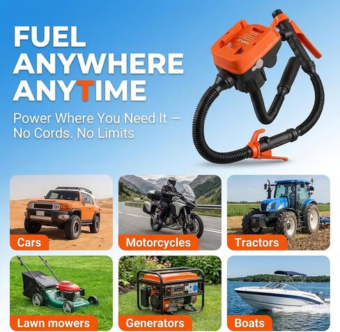 Cordless Fuel Transfer Pump 3.7 GPM, Battery Powered Gas Pump for Gas Can Compatible with DeWalt 20V & Milwaukee 18V, Auto-Stop, 3 Adapters for Gasoline Diesel Oil Transfer (Bare Tool) in Kuwait