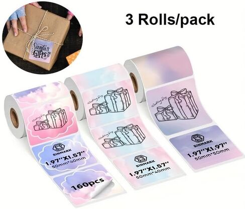3 Rolls Thermal Label Printer Sticker Self-Adhesive Color Laser Thermal Paper in Kuwait