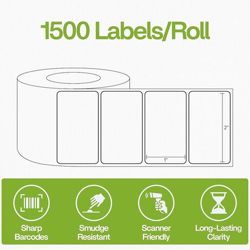 2"x1" Direct Thermal Labels, 18,000 Labels (12 Rolls, 1,500/Roll), BPA-Free Perforated Shipping Barcode FNSKU, Compatible with Rollo, Zebra, Munbyn, Jadens in Kuwait