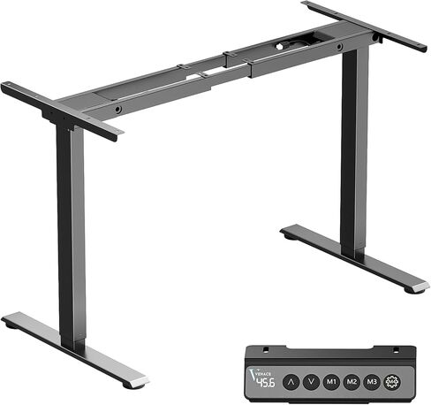 Dual Motor Standing Desk Frame, Height Adjustable Electric Desk Frame (27.5"–46.5"), 160 lbs Capacity, Quiet Sit Stand Desk with Memory Controller, Home Office Desk Frame Black in Kuwait