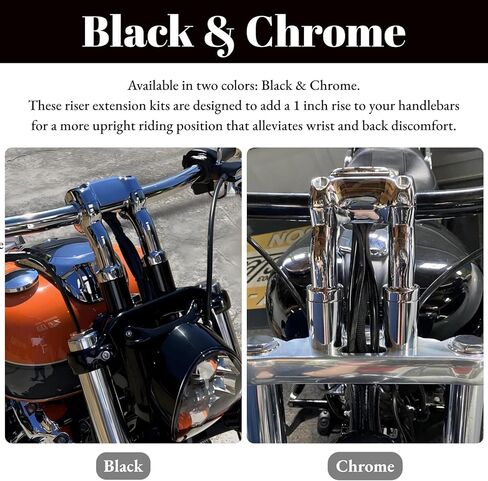 2 Inch Rise Handlebar Risers Extension for Harley 1-1/2 Inch or 1-1/4 Inch Handlebars Motorcycle Spacers (Black) in Saudi Arabia