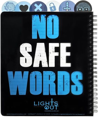 ConQuest Journals Lights Out مجلة مبوبة معتمدة من فريد، 6 فواصل فريدة، علامات تبويب مقطوعة، غطاء بلاستيكي، 144 صفحة مسطرة، أوراق مسطرة، ورق كريمي، سلع كتب Navessa Allen المرخصة رسميًا in Kuwait