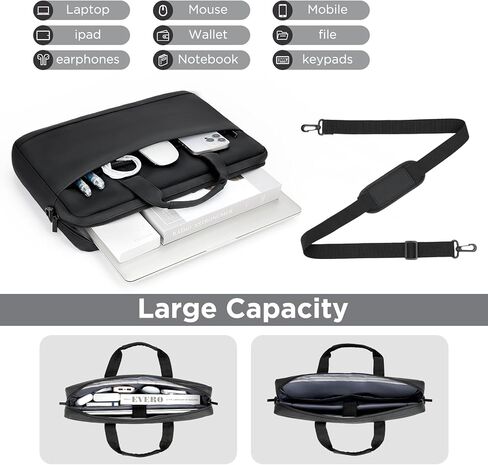 14 15 inch Laptop Carrying Shoulder Bag Waterproof Briefcase Compatible with MacBook Acer ASUS HP Surface Dell Chromebook, Black in Saudi Arabia