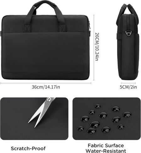 14 15 inch Laptop Carrying Shoulder Bag Waterproof Briefcase Compatible with MacBook Acer ASUS HP Surface Dell Chromebook, Black in Saudi Arabia