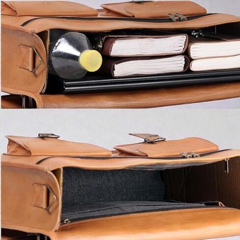 Genuine Leather Messenger Bag for Men & Women | Vintage Brown Office Laptop Briefcase with Multiple Pockets | Handmade Leather Satchel for Work, Business, Travel & College in Saudi Arabia