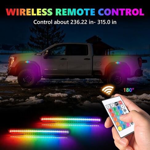 مصابيح علامة جانبية LED RGB كاملة لـ 2020-2025 GMC Sierra 2500HD 3500HD، [4 أوضاع 16 لونًا] مصابيح علامة جانبية RGB متعددة الألوان، مجموعة عدسات مدخنة أمامية وخلفية مع جهاز تحكم عن بعد 24 مفتاحًا، 4 قطع in Kuwait