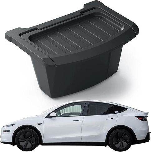 AAMHHM Rear Center Console Organizer for Tesla Model Y Juniper 2025 2026, Backseat Storage Box with Anti-Slip Lid, Tool-Free Drop-in Installation TPE Material in Saudi Arabia