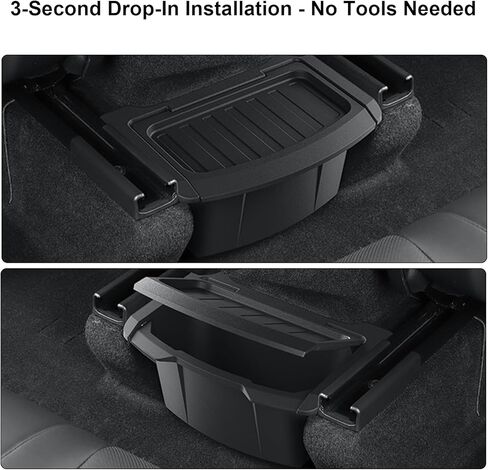 AAMHHM Rear Center Console Organizer for Tesla Model Y Juniper 2025 2026, Backseat Storage Box with Anti-Slip Lid, Tool-Free Drop-in Installation TPE Material in Saudi Arabia
