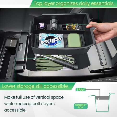 HGWEI Center Console Organizer Compatible with 2026 Subaru Outback (Wilderness, Premium, Limited, Touring, Limited XT, Touring XT) Accessories, Armrest Storage Tray Dual-Layer Compartment Divider in Saudi Arabia