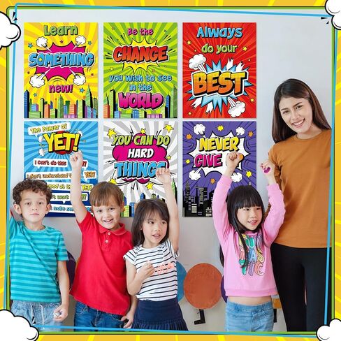 Pasimy 9 Pcs Hero Motivational Posters - Classroom Decorations - Hero Theme - Positive Sayings - Inspirational Poster for School Classroom Bulletin Board Office Wall Decor in Kuwait
