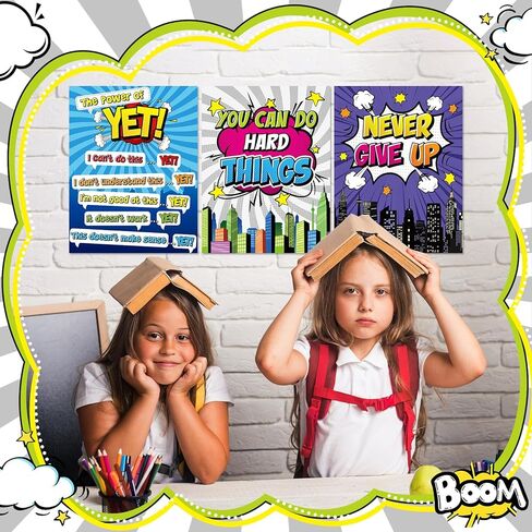 Pasimy 9 Pcs Hero Motivational Posters - Classroom Decorations - Hero Theme - Positive Sayings - Inspirational Poster for School Classroom Bulletin Board Office Wall Decor in Kuwait