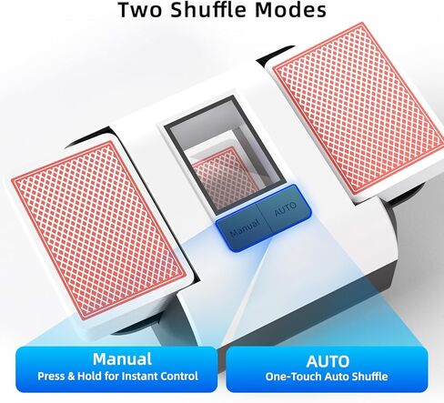 Automatic Card Shuffler with Dual Modes, Rechargeable 1-2 Deck Card Dealer Machine, Low Noise Operation Card Shuffler for Poker, UNO, Blackjack, Skip-Bo, Phase 10 in Saudi Arabia
