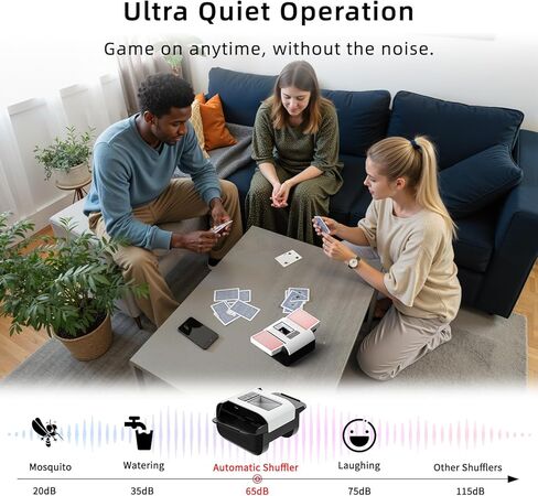 Automatic Card Shuffler with Dual Modes, Rechargeable 1-2 Deck Card Dealer Machine, Low Noise Operation Card Shuffler for Poker, UNO, Blackjack, Skip-Bo, Phase 10 in Saudi Arabia